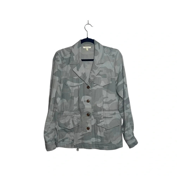 Maurices 100% Cotton Green Camo Cinched Waist Military Jacket Medium Women’s - Picture 2 of 12